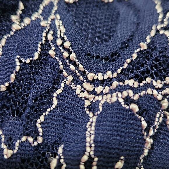 Motherhood Maternity Blue & White Midi Dress Size 1X Lace Overlay Textured - Picture 4 of 12